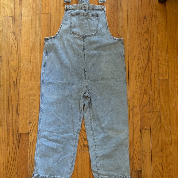 WeWoreWhat Culotte Indigo Denim Cuffed Overalls - Zia Light Rustic, Size S - Picture 6 of 11